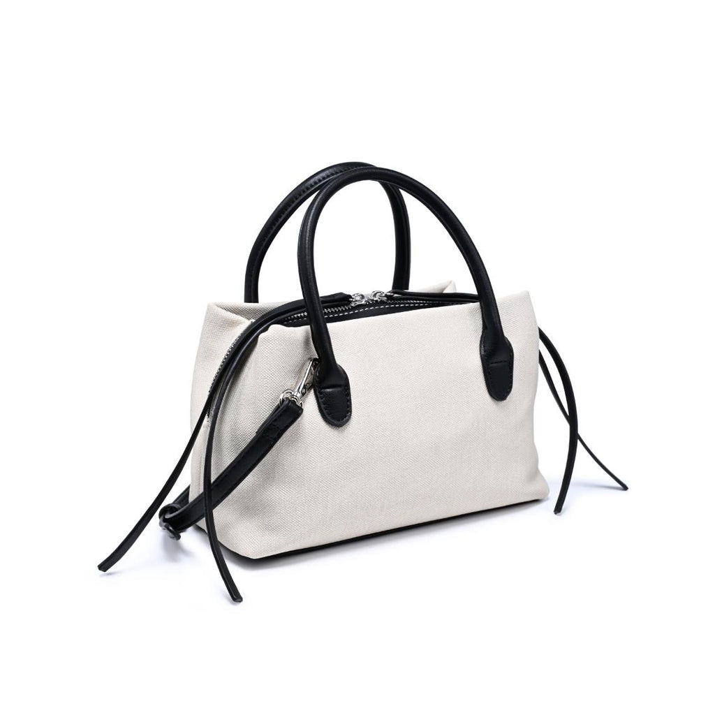Logan Ivory Woven Top Handle Crossbody Bag