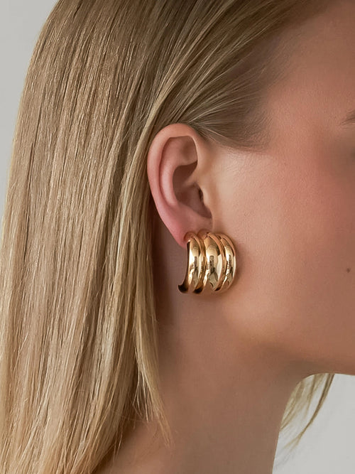 Flânerie Colton 18K Gold Layered Spiral Earrings