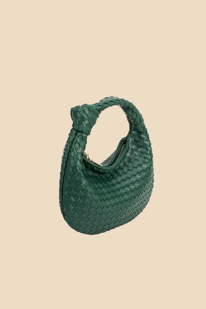 Melie Bianco Drew Small Vegan Leather Woven Hobo Bag (Green)