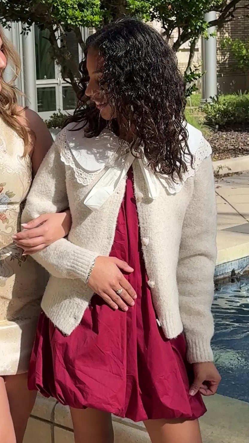 Sofie the Label Dahlia Grey Knit Peter Pan Collar Buttoned Cardigan