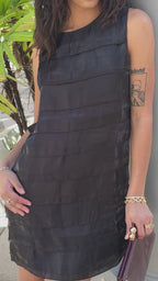 Demi Black Metallic Sheen Layered Tank Mini Dress