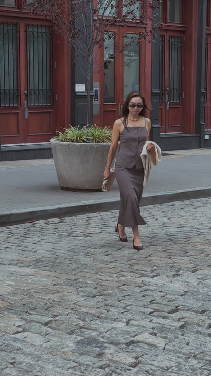 Genevieve Grey Buttoned Sleeveless Vest Top