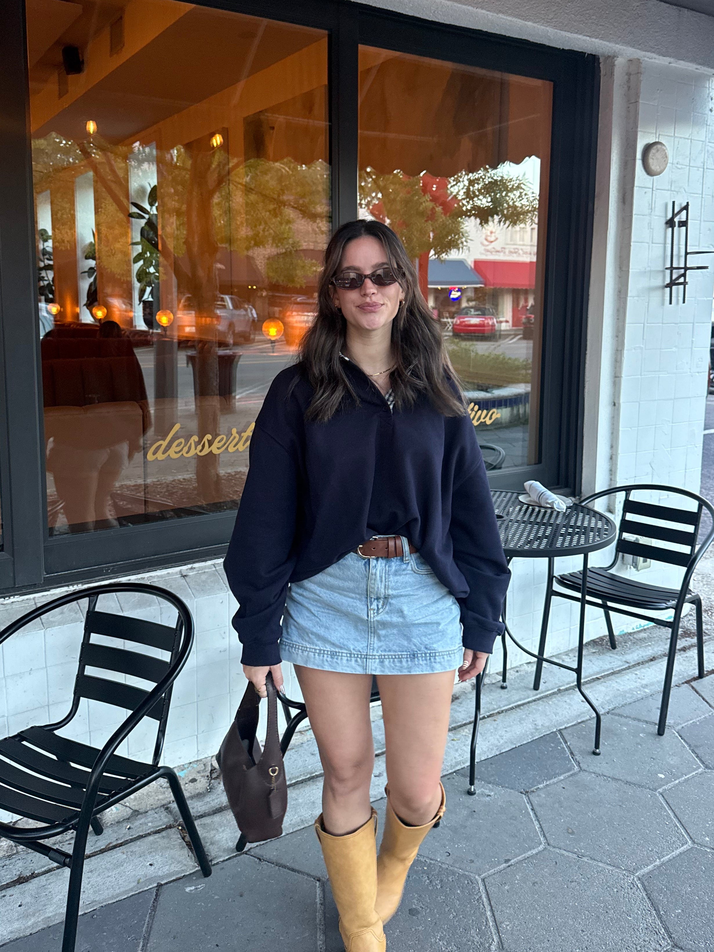 Things Between Vivi Cotton Rugby Collared Sweatshirt (Navy)