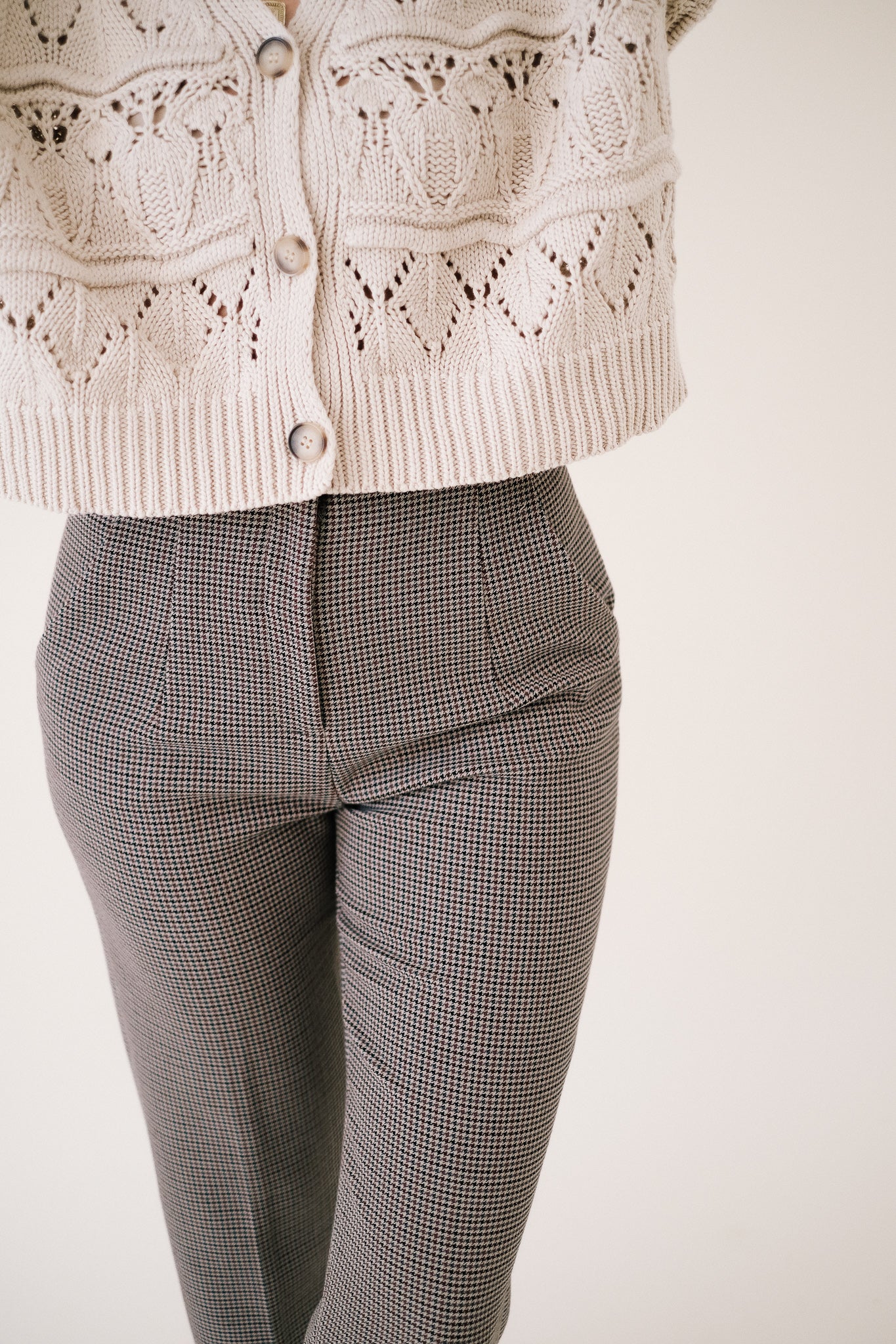 Lucy Paris Dan Houndstooth High Waisted Cigarette Pants