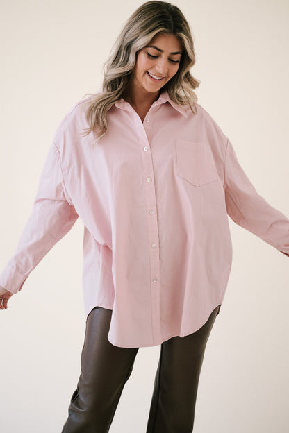 Things Between Brooks Oversized Cotton Buttoned Shirt (Pink)