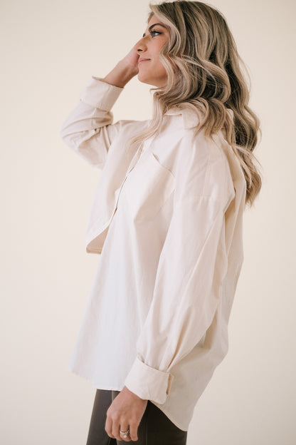 Things Between Brooks Oversized Cotton Buttoned Shirt (Beige)