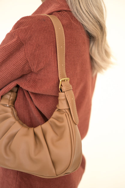 Ruched Faux Leather Shoulder Bag (2 Colors)