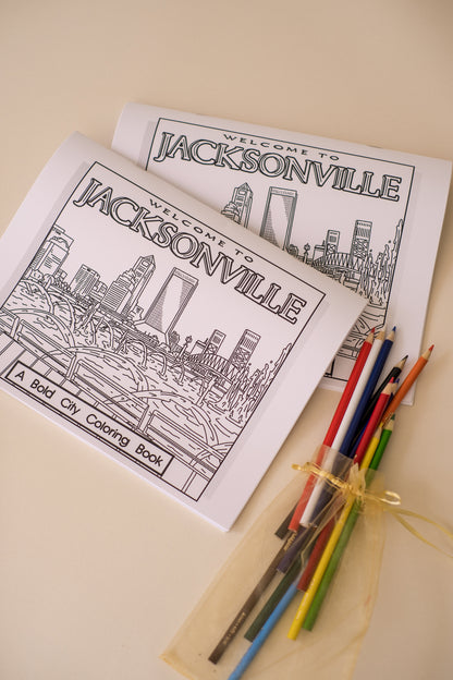 Welcome to Jacksonville: A Bold City Coloring Book + Colored Pencil Set