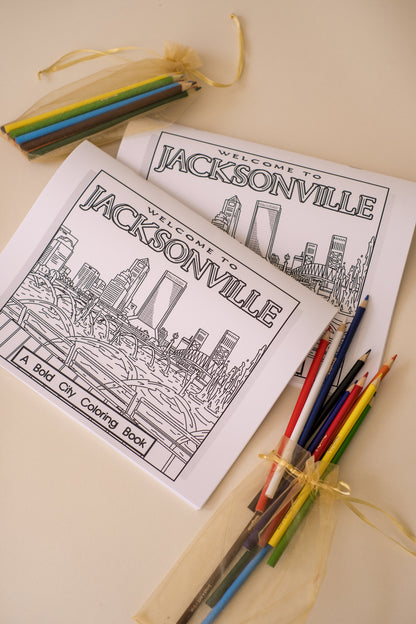 Welcome to Jacksonville: A Bold City Coloring Book + Colored Pencil Set