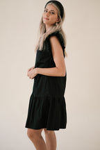 Frances Black Flutter Sleeve Mini Dress