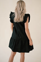 Frances Black Flutter Sleeve Mini Dress