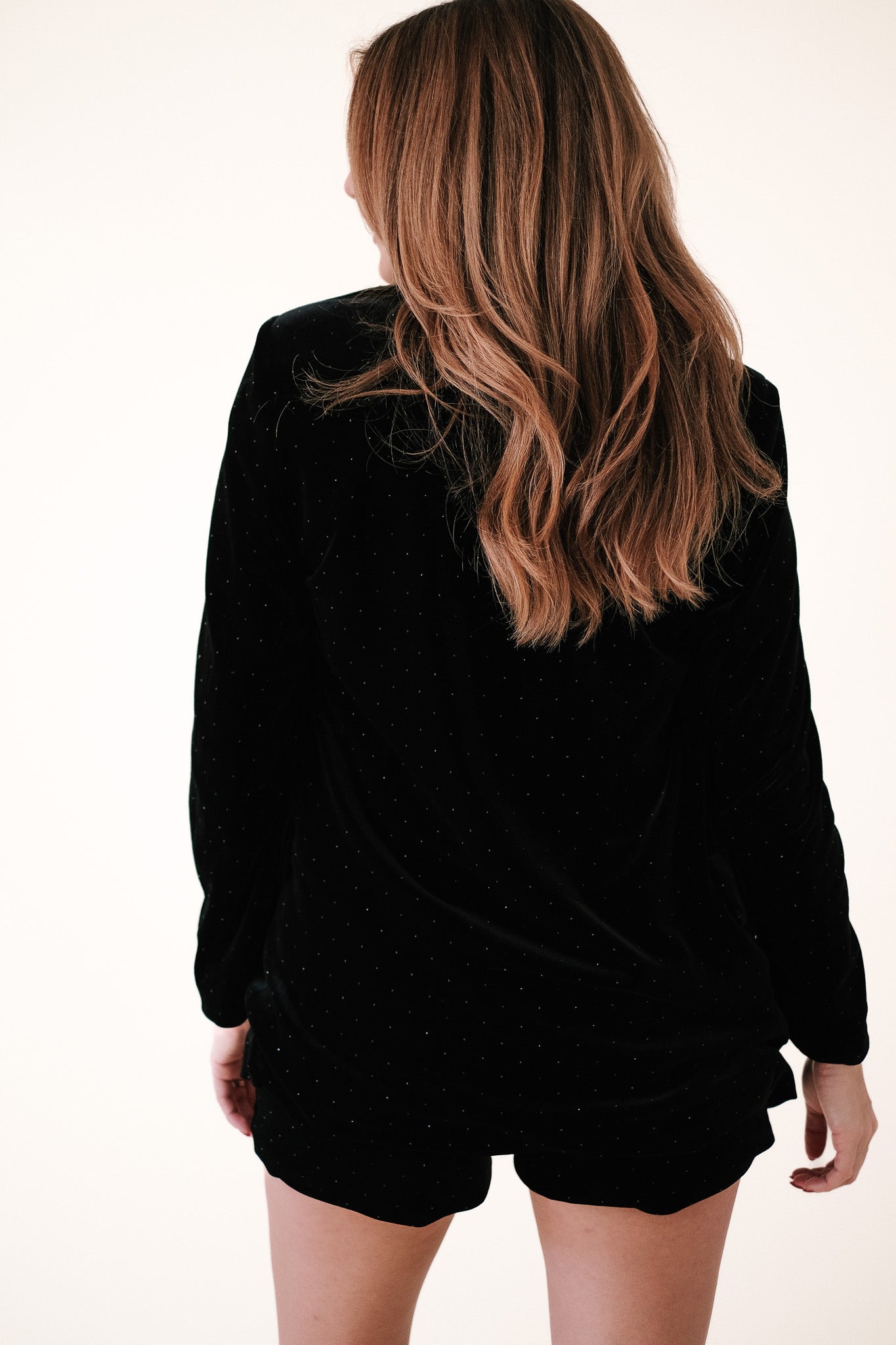 Molly Bracken Gemma Black Glitter Spotted Velvet Set (Shorts)