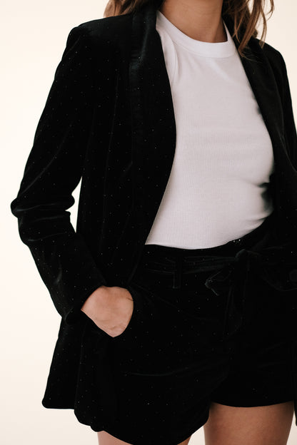 Molly Bracken Gemma Black Glitter Spotted Velvet Set (Shorts)