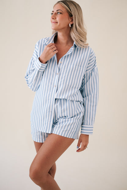 Hallie Blue Striped Relaxed Set (Shorts)