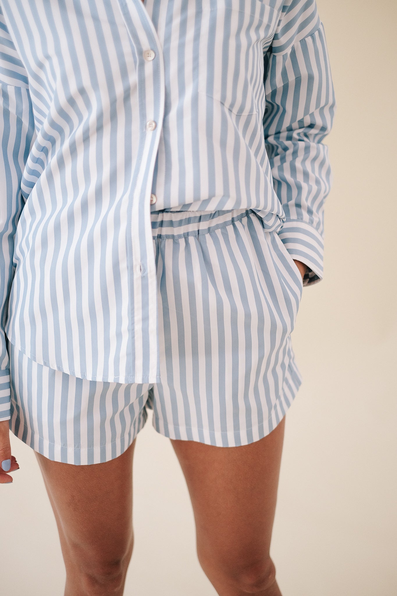 Hallie Blue Striped Relaxed Set (Shorts)