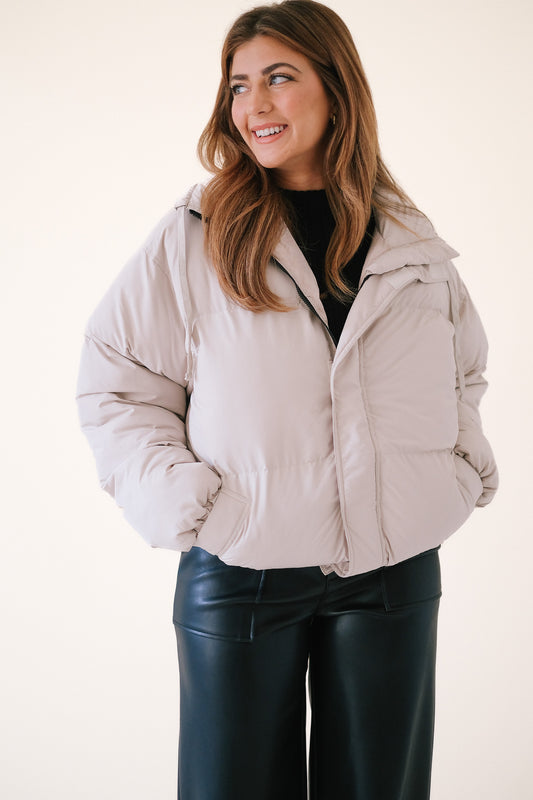 Bailey Rose Halsey Sand Puffer Zipper Jacket