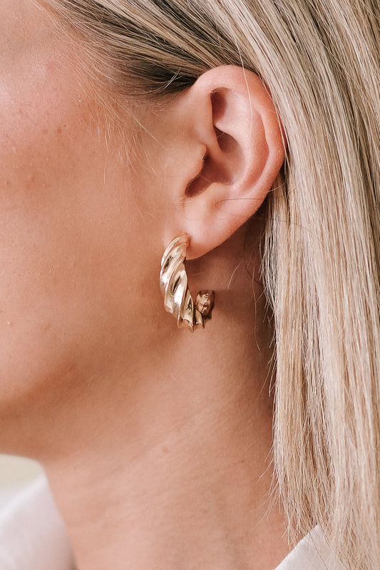 Chunky Gold Twist Hoop Earrings