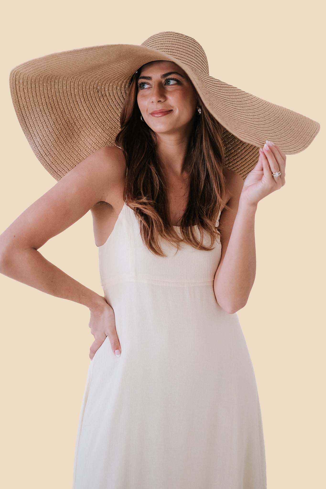 Oversized Floppy Straw Hat (Four Colors)