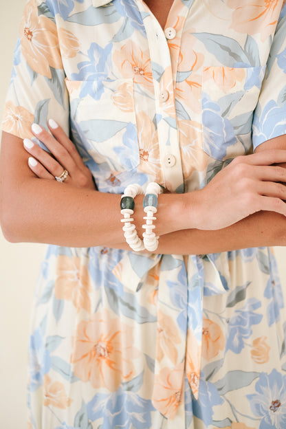 Wooden Beaded Stretch Bracelet (Two Colors)