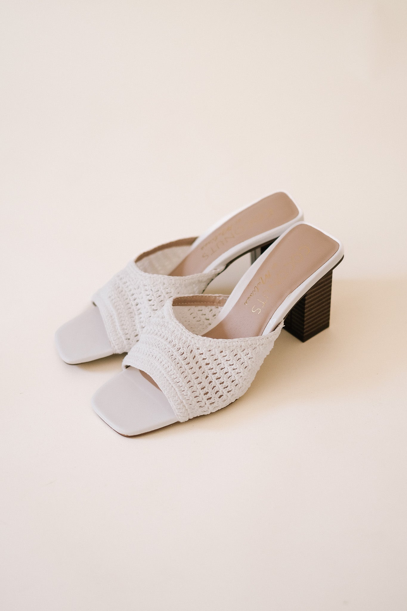 Matisse Layton Ivory Crochet Mule Heels