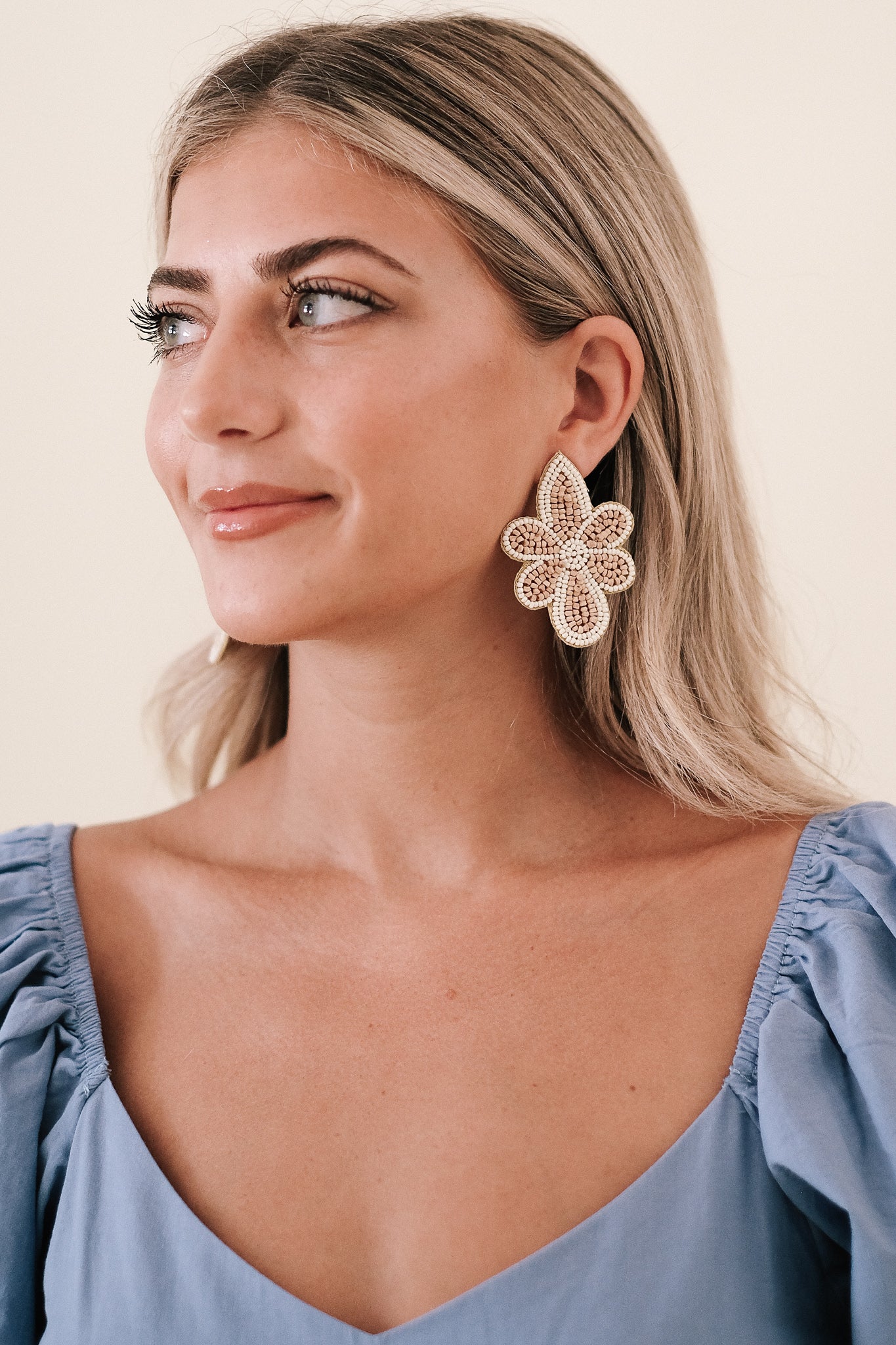 Natural Floral Beaded Earrings