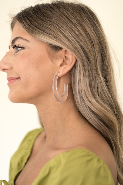 Clear Acrylic Abstract Hoop Earrings
