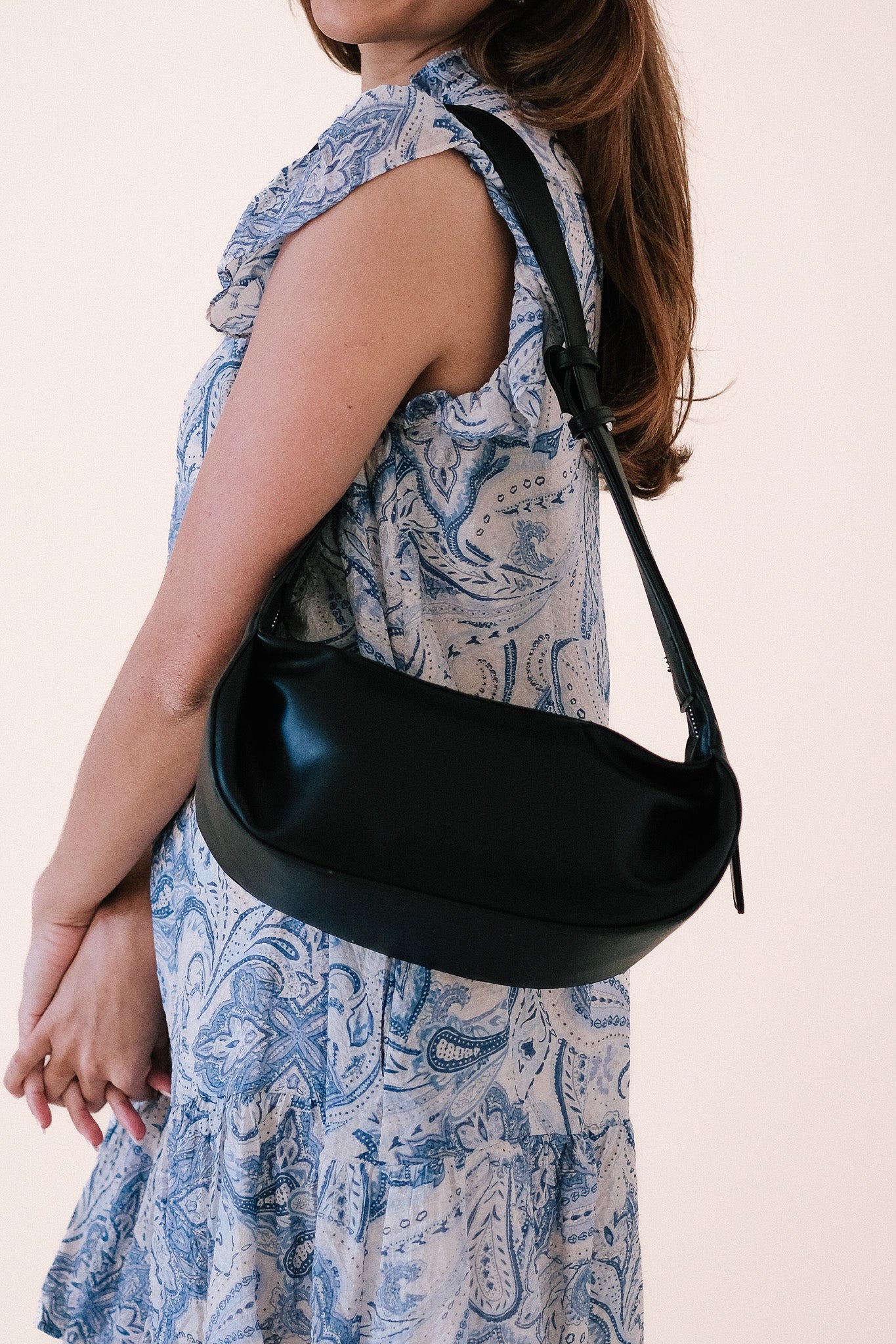 Black Crossbody Bag With Wide Strap