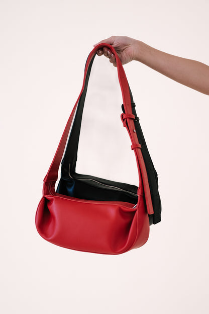 Faux Leather Wide Strap Baguette Shoulder Bag (Two Colors)