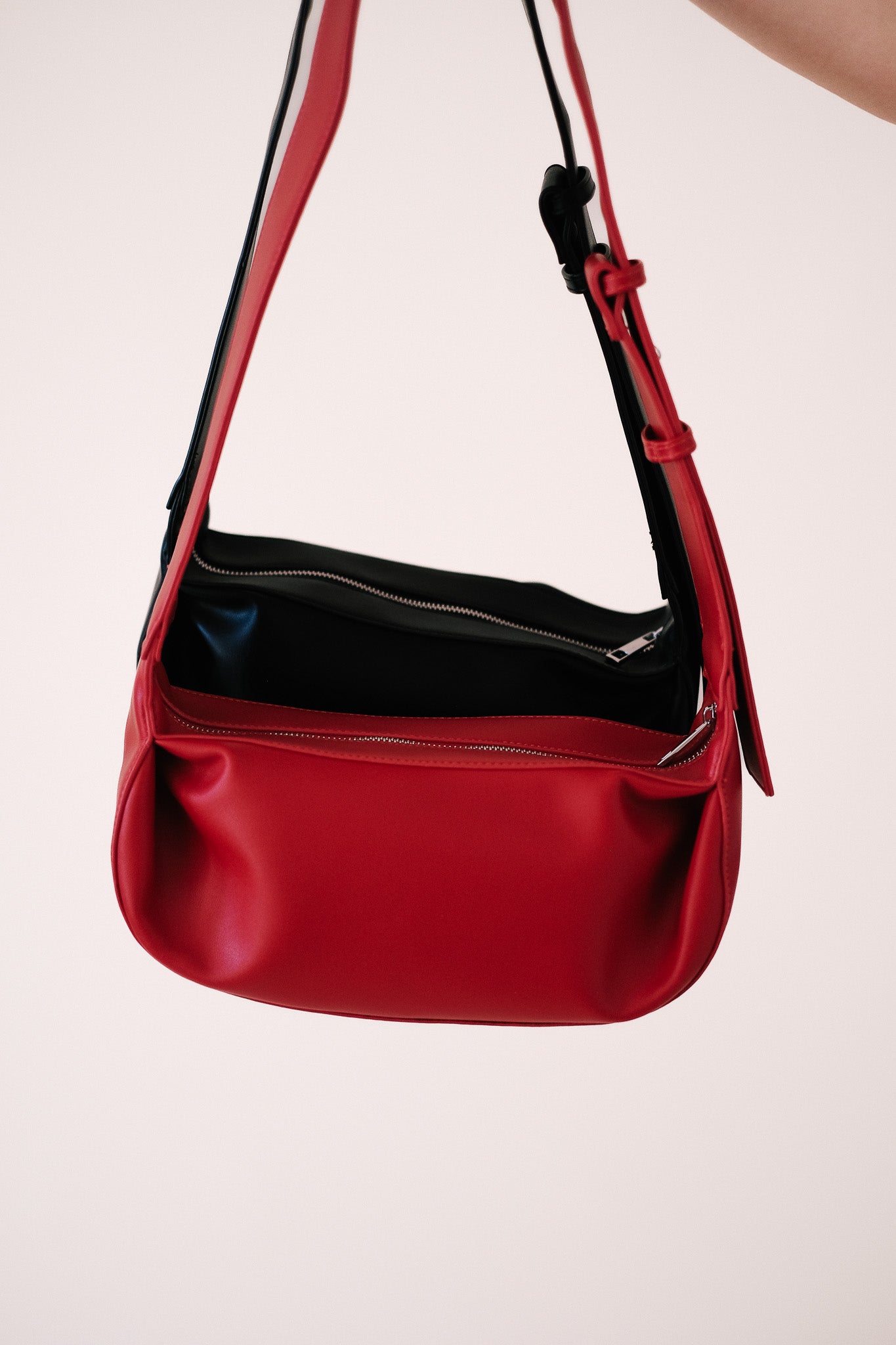 Red Crossbody Bag With Wide Strap