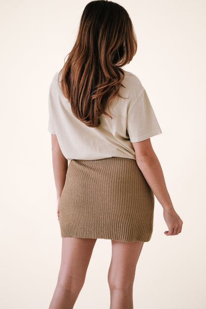 Tiara Khaki Woven Stretch Knit Mini Skirt
