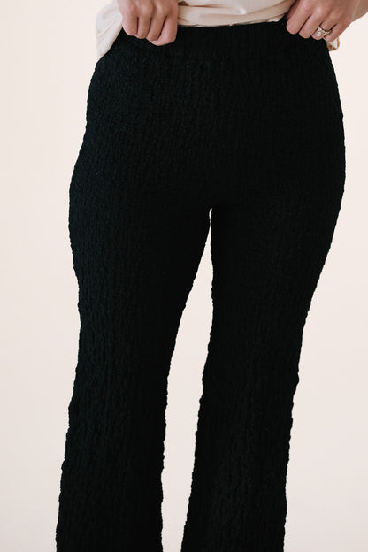 Ursula Black Crinkle Stretch Fit High Waisted Pants