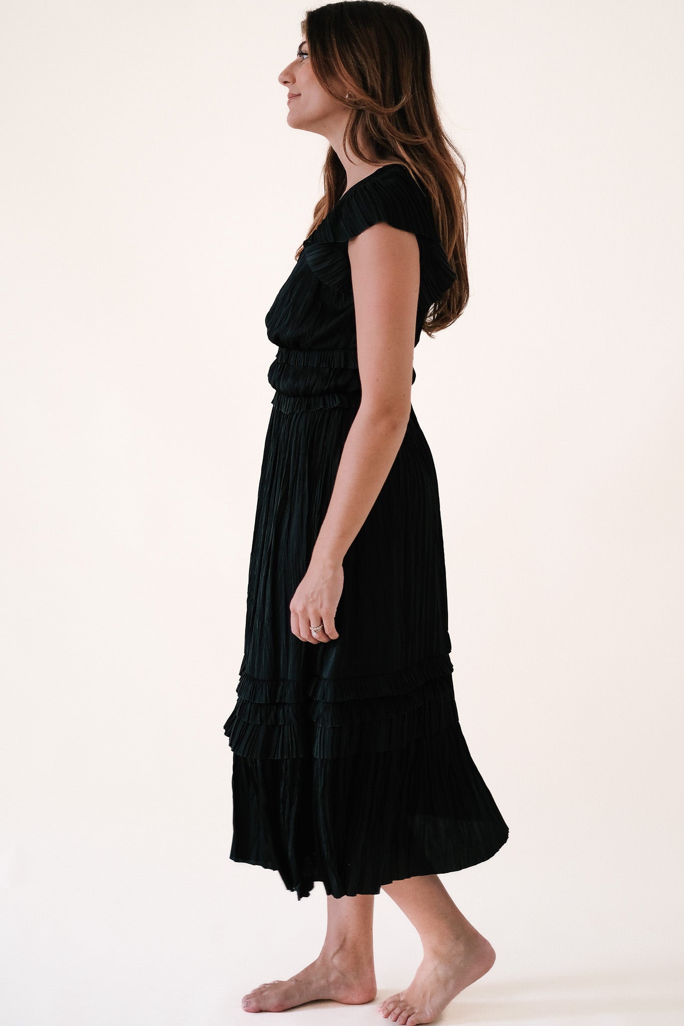 Current Air Sereia Pleated Midi Dress (Black)