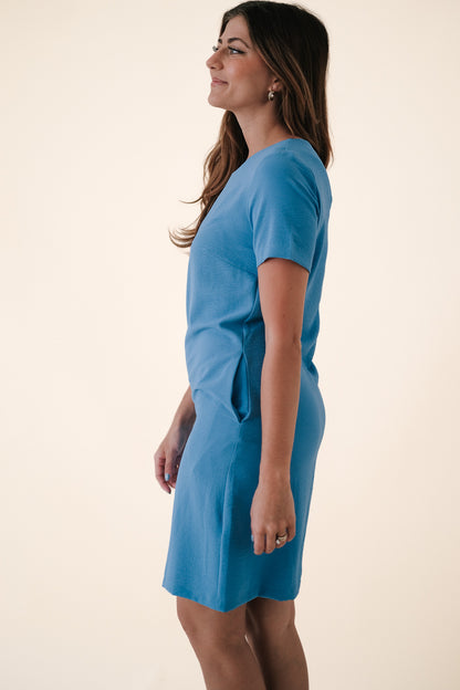 Molly Bracken Tory Blue Mini Shirt Pocket Dress