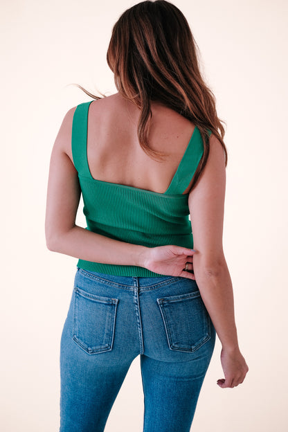 Lucy Paris Aries Green Ribbed Knit Tank