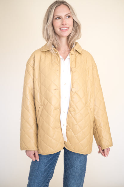 Brooklyn Mustard Faux Leather Quilted Jacket