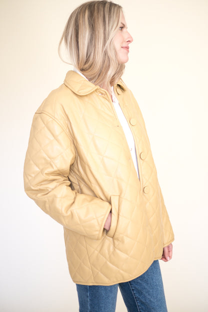 Brooklyn Mustard Faux Leather Quilted Jacket