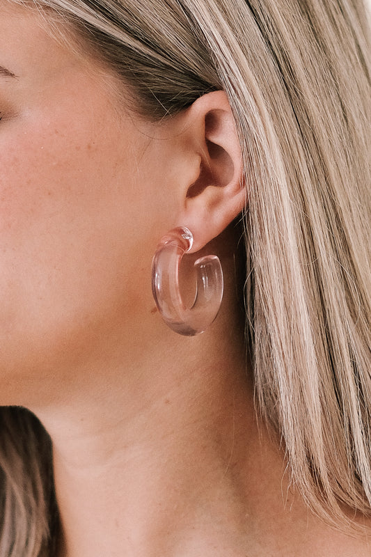 Transparent Acrylic Chunk Hoop Earrings (Two Colors)